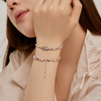 [Royal Jewellery]Romantic Heart Shape Round Cut Lover Bracelet