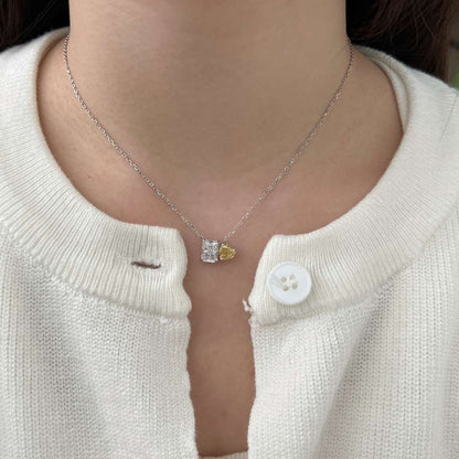 [Royal Jewellery]Dazzling Square & Heart Shape Necklace