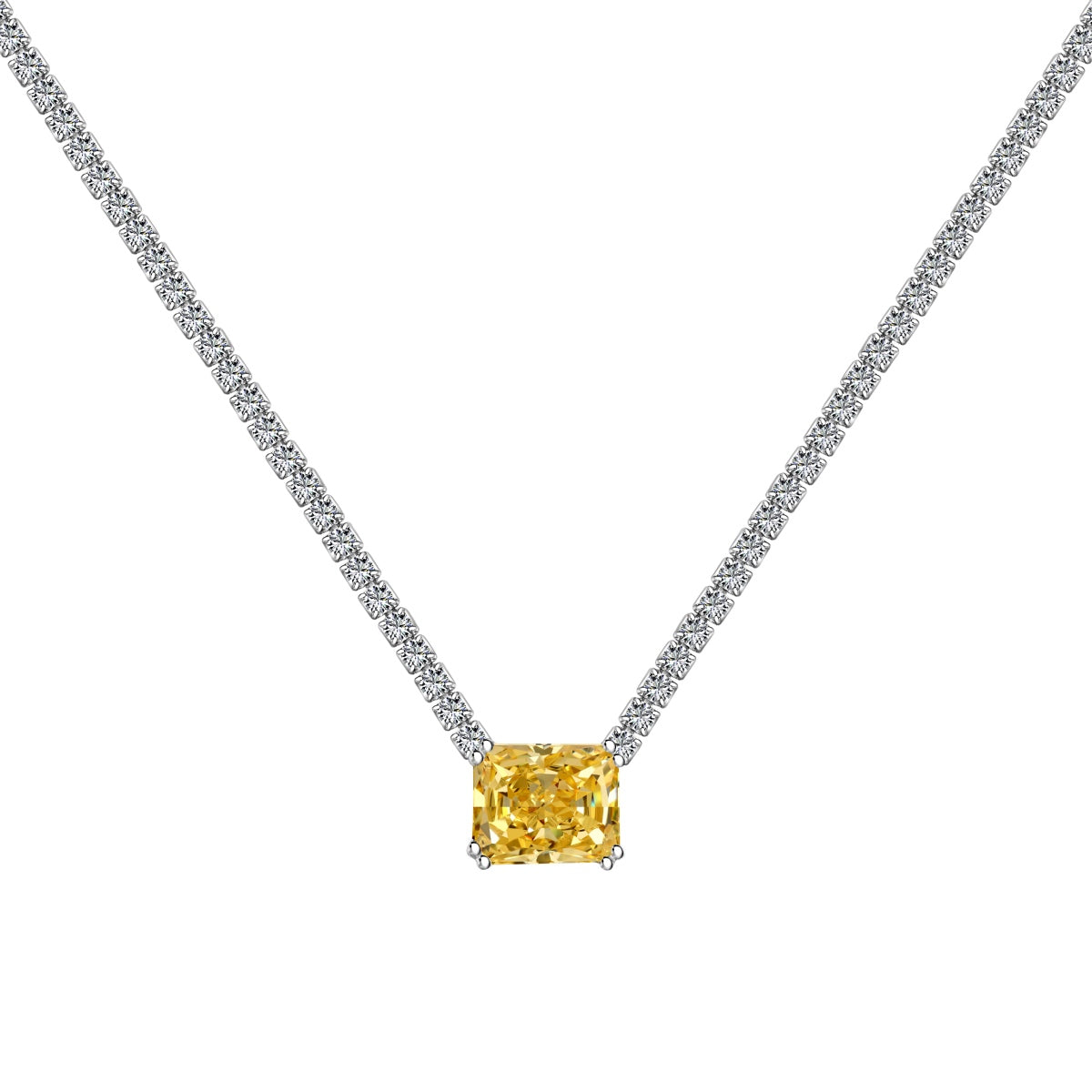 [Royal Jewellery]4.0 Carat Elegant Radiant Cut Necklace