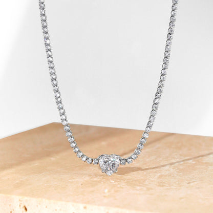 [Royal Jewellery]2.0 Carat Sparkling Tennis Heart Cut Necklace