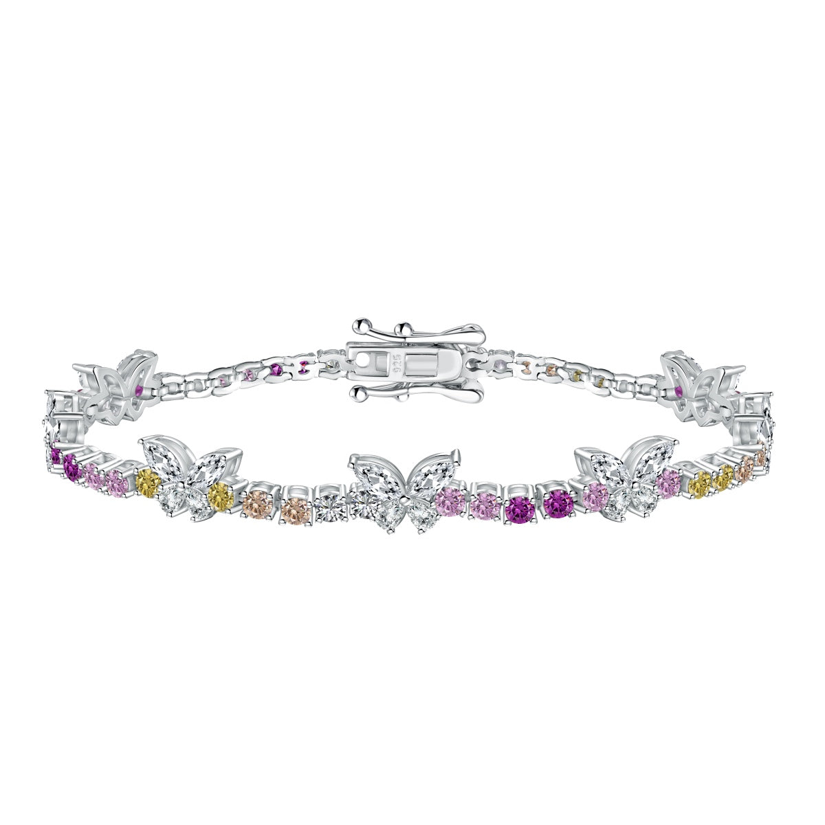 [Royal Jewellery]Ornate Colorful Butterfly Shape Round Cut Daily Bracelet