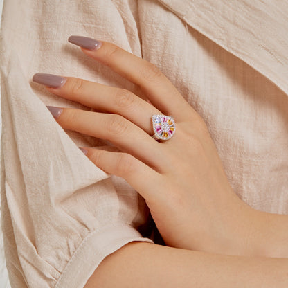 [Royal Jewellery]Elegant Colorful Water Drop Shape Banquet Ring
