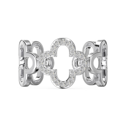 [Royal Jewellery]Hollow Design Four-Leaf Clover Flower Shape Ring