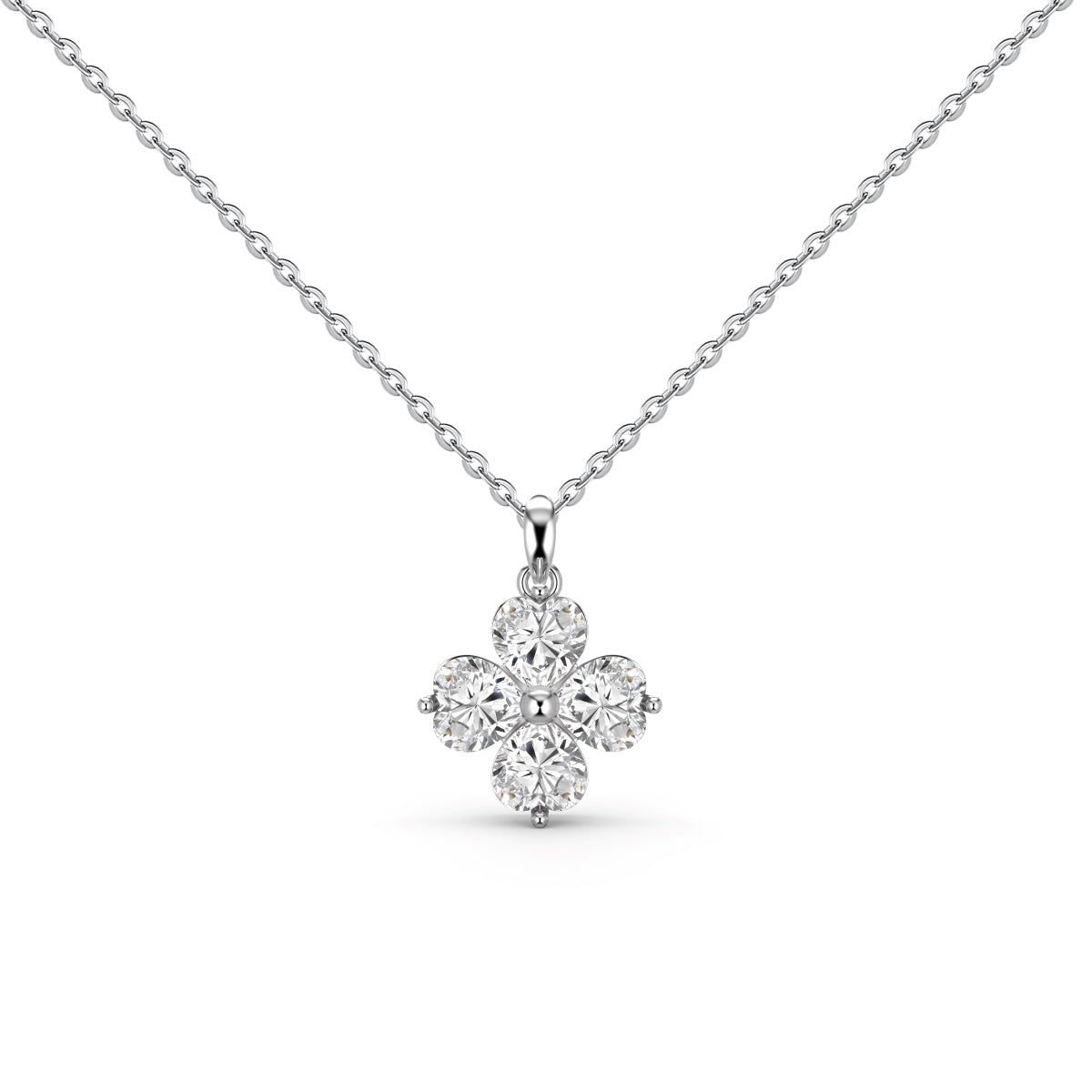 [Royal Jewellery]Heart-Shaped Four-Leaf Clover Bead Necklace