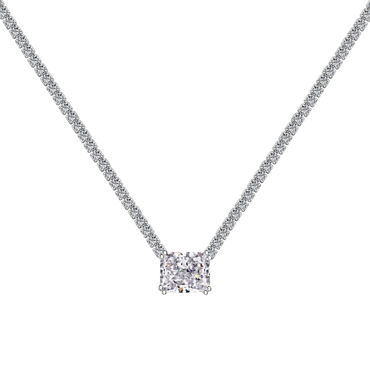 [Royal Jewellery]4.0 Carat Elegant Radiant Cut Necklace