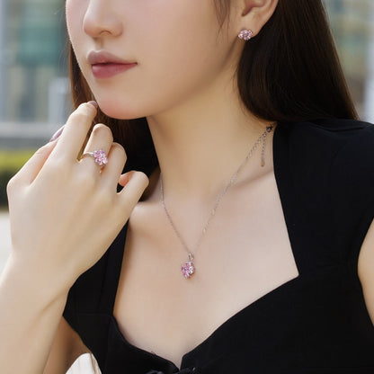 [Royal Jewellery]Heart-Shaped Four-Leaf Clover Bead Necklace