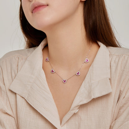 [Royal Jewellery]Sparkling Five Heart Necklace