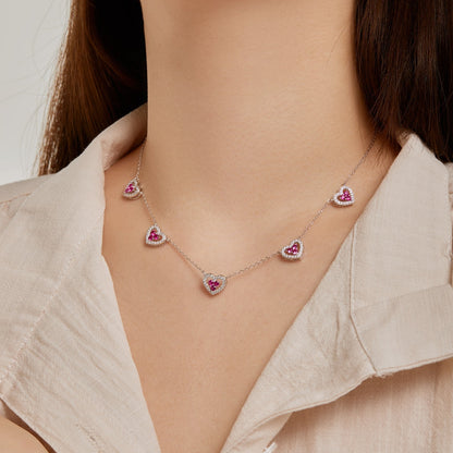 [Royal Jewellery]Sparkling Five Heart Necklace
