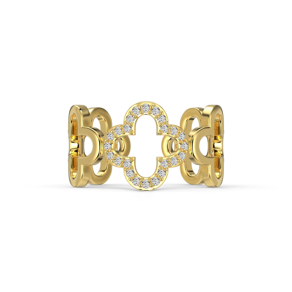 [Royal Jewellery]Hollow Design Four-Leaf Clover Flower Shape Ring