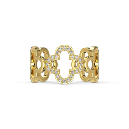[Royal Jewellery]Hollow Design Four-Leaf Clover Flower Shape Ring