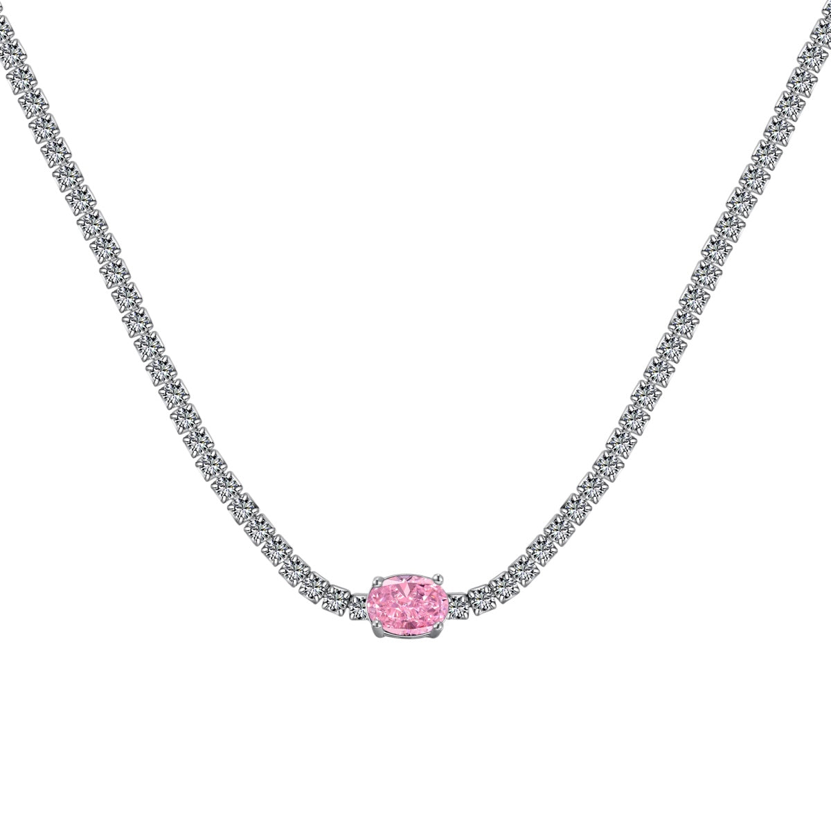 [Royal Jewellery]1.0 Carat Shining Oval Cut Necklace