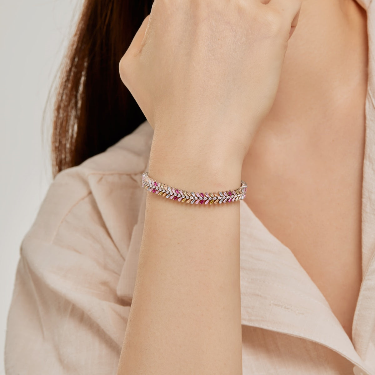 [Royal Jewellery]Dainty Radiant Emerald Cut Daily Bracelet
