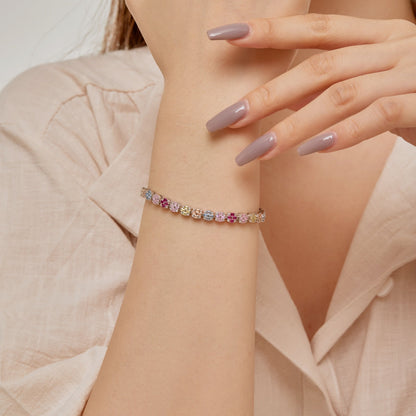 [Royal Jewellery]Delicate Colorful Emerald Cut Daily Bracelet