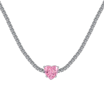 [Royal Jewellery]2.0 Carat Sparkling Tennis Heart Cut Necklace