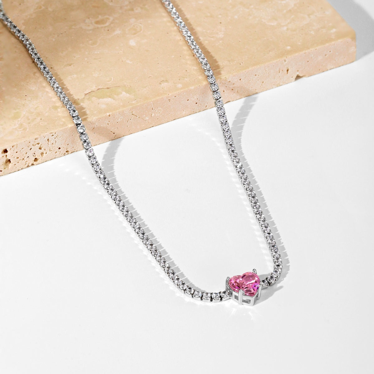 [Royal Jewellery]2.0 Carat Sparkling Tennis Heart Cut Necklace
