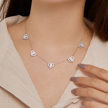 [Royal Jewellery]Sparkling Five Heart Necklace