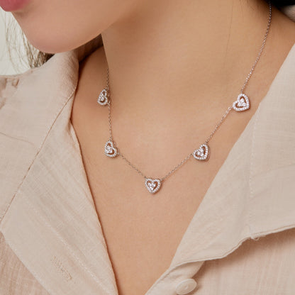[Royal Jewellery]Sparkling Five Heart Necklace