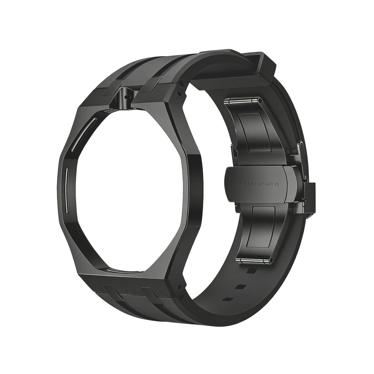 Oak Pop Black Steel  Silicone Strap