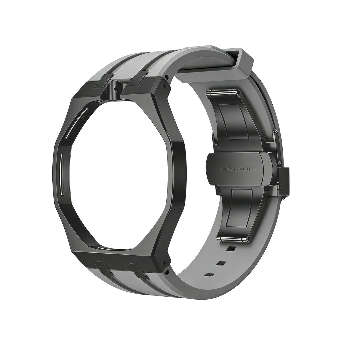 Oak Pop Black Steel  Silicone Strap