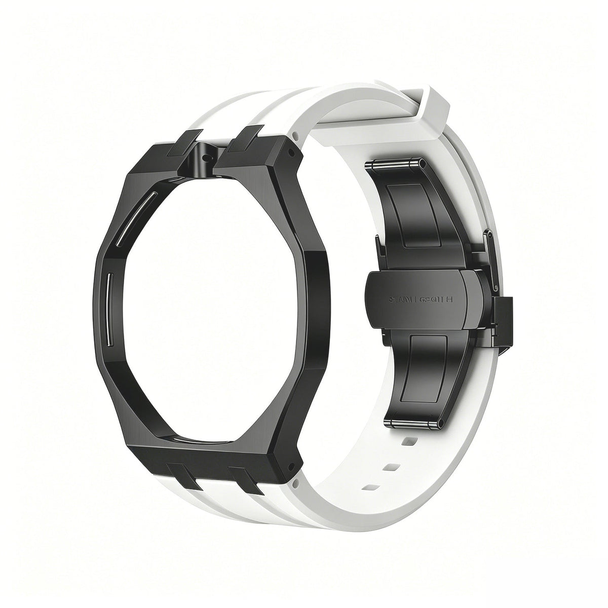 Oak Pop Black Steel  Silicone Strap