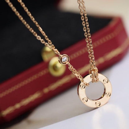 [Royal Jewellery]LOVE NECKLACE ADJUSTABLE ROSE GOLD 2 DIAMOND
