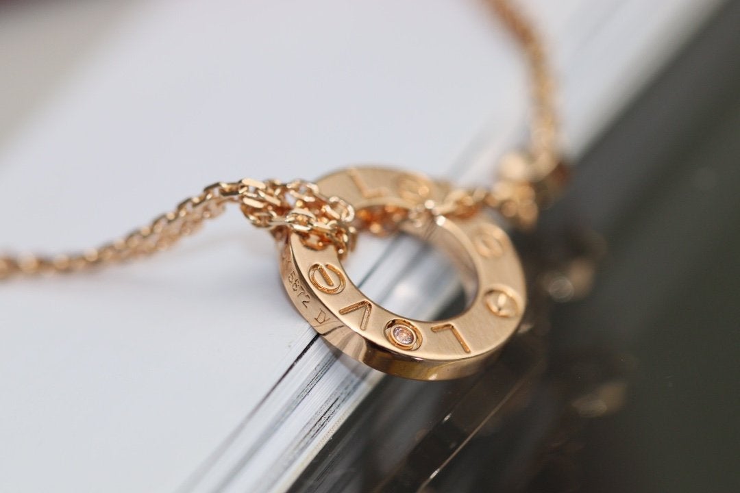 [Royal Jewellery]LOVE NECKLACE ADJUSTABLE ROSE GOLD 2 DIAMOND