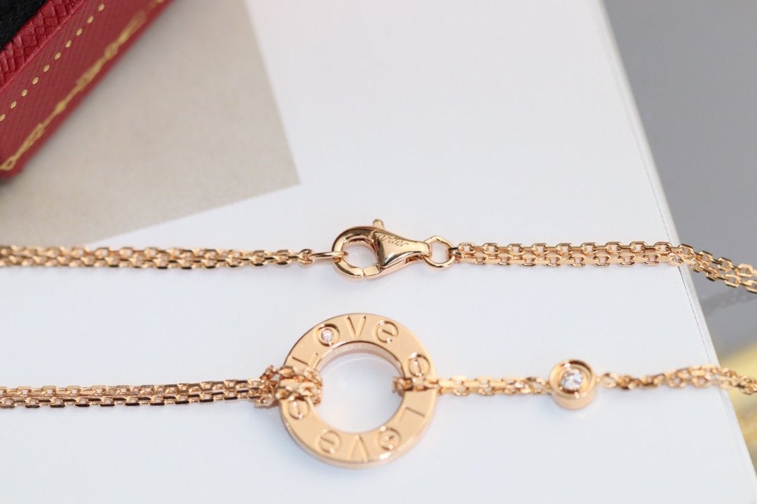 [Royal Jewellery]LOVE NECKLACE ADJUSTABLE ROSE GOLD 2 DIAMOND