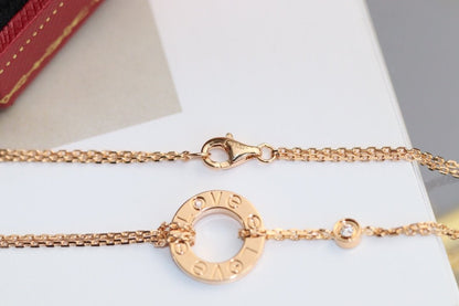 [Royal Jewellery]LOVE NECKLACE ADJUSTABLE ROSE GOLD 2 DIAMOND