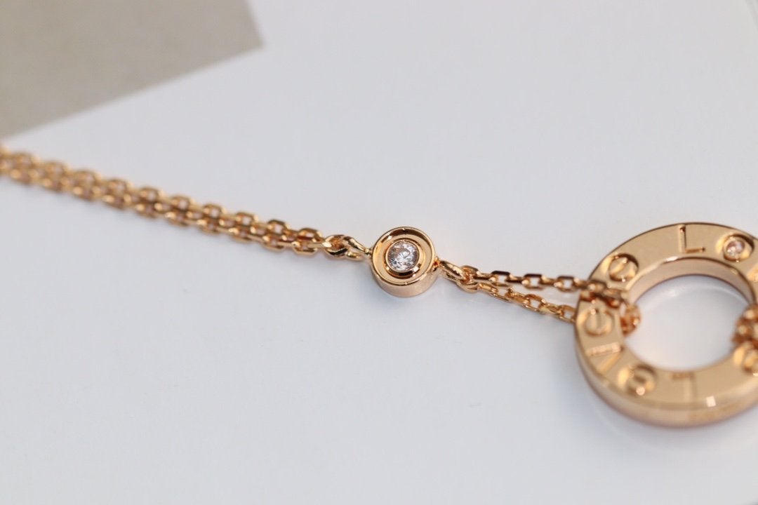 [Royal Jewellery]LOVE NECKLACE ADJUSTABLE ROSE GOLD 2 DIAMOND