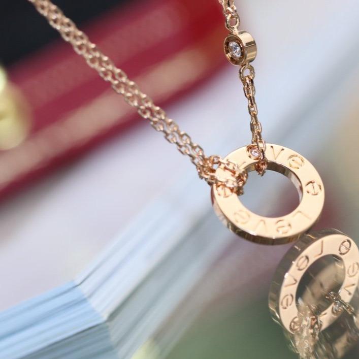 [Royal Jewellery]LOVE NECKLACE ADJUSTABLE ROSE GOLD 2 DIAMOND
