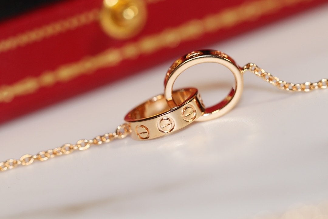 [Royal Jewellery]LOVE NECKLACE PINK GOLD AND SILVER