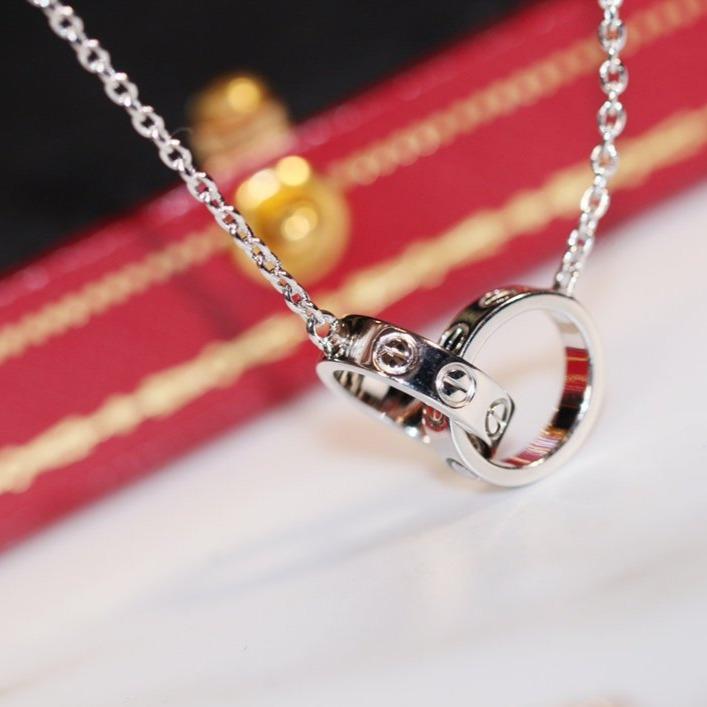 [Royal Jewellery]LOVE NECKLACE PINK GOLD AND SILVER