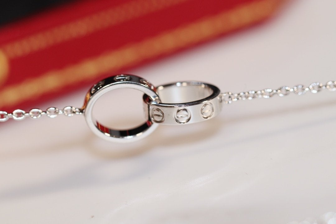 [Royal Jewellery]LOVE NECKLACE PINK GOLD AND SILVER