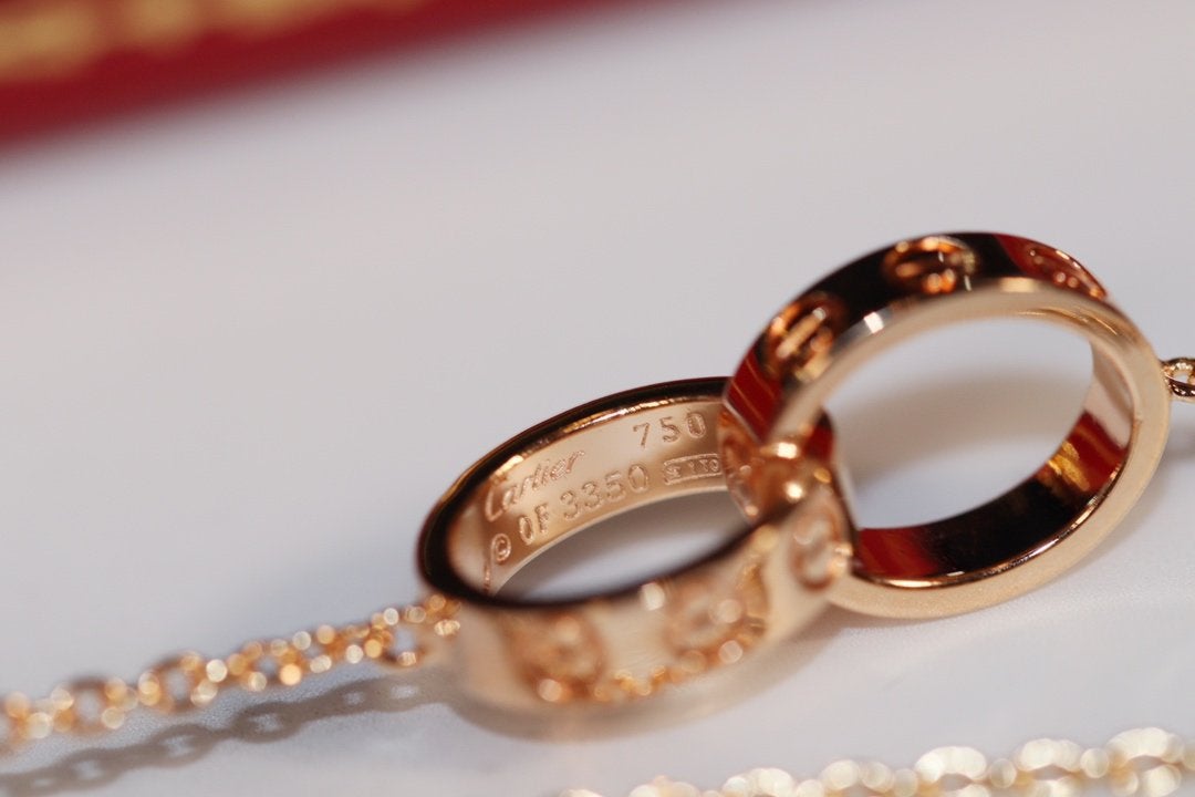 [Royal Jewellery]LOVE NECKLACE PINK GOLD AND SILVER