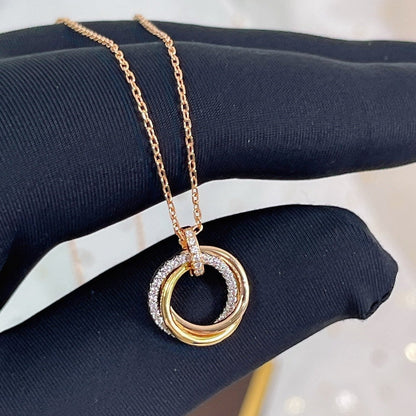 [Royal Jewellery]TRINITY NECKLACE SILVER GOLD PINK GOLD DIAMONDS