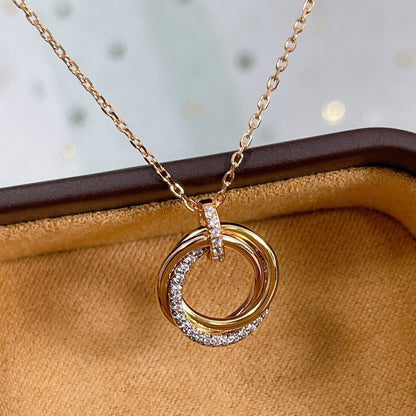 [Royal Jewellery]TRINITY NECKLACE SILVER GOLD PINK GOLD DIAMONDS