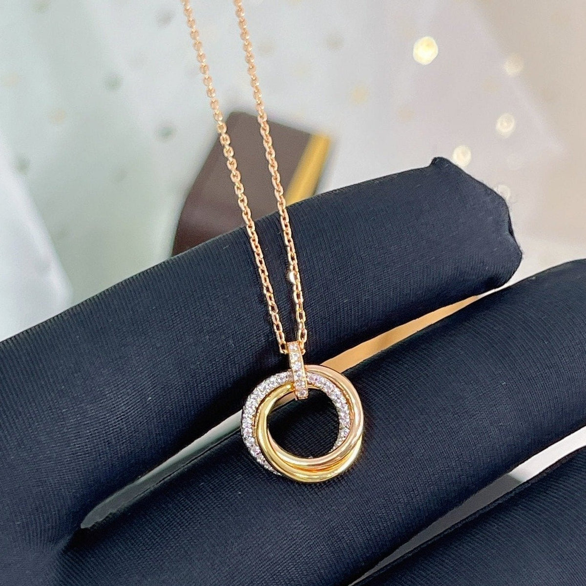 [Royal Jewellery]TRINITY NECKLACE SILVER GOLD PINK GOLD DIAMONDS