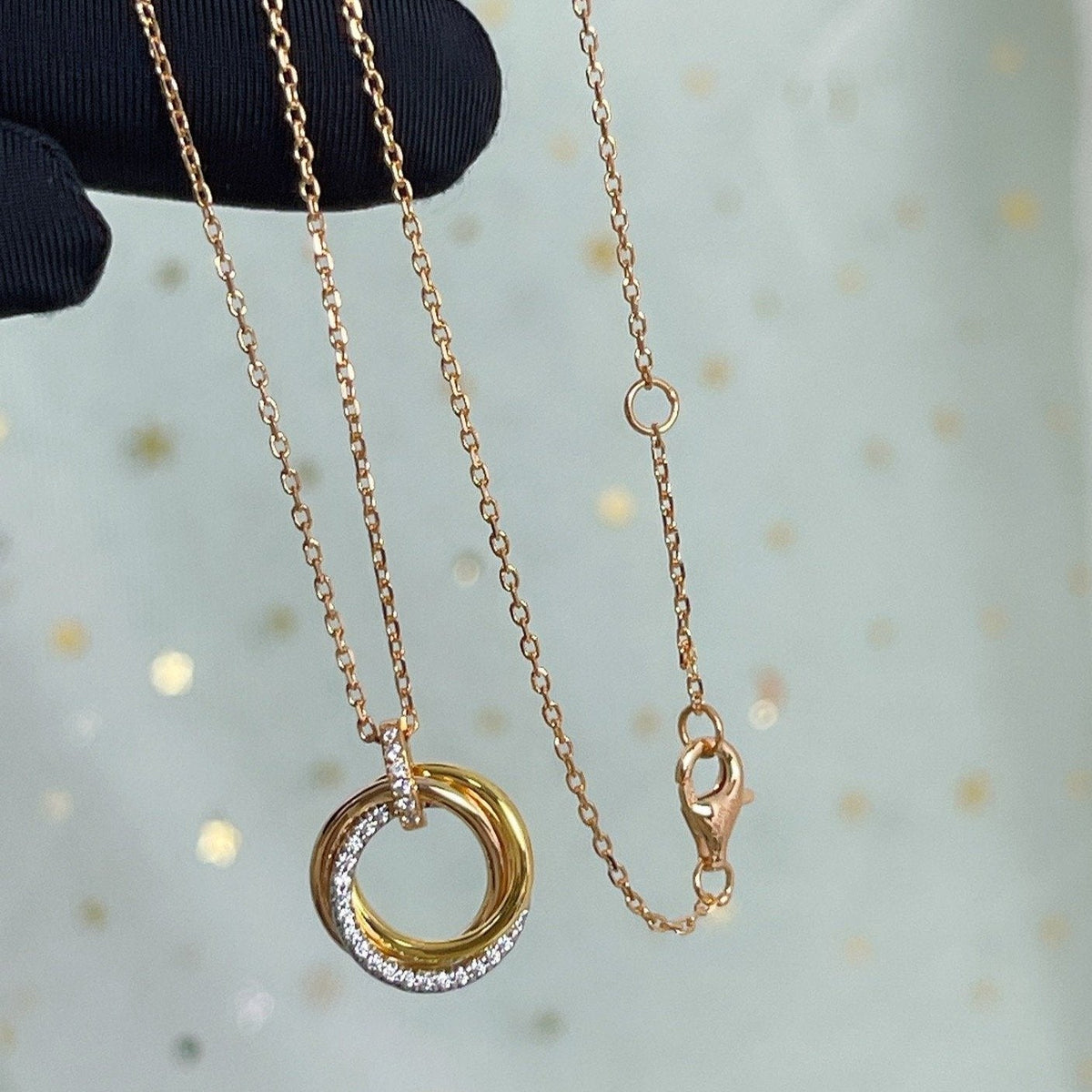 [Royal Jewellery]TRINITY NECKLACE SILVER GOLD PINK GOLD DIAMONDS