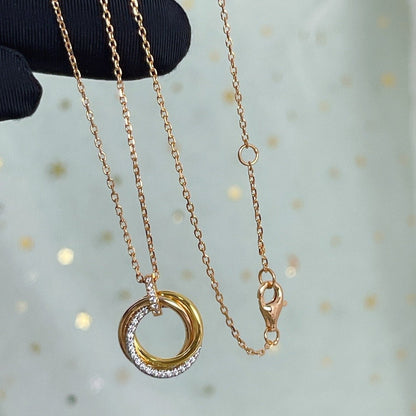 [Royal Jewellery]TRINITY NECKLACE SILVER GOLD PINK GOLD DIAMONDS