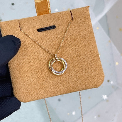 [Royal Jewellery]TRINITY NECKLACE SILVER GOLD PINK GOLD DIAMONDS