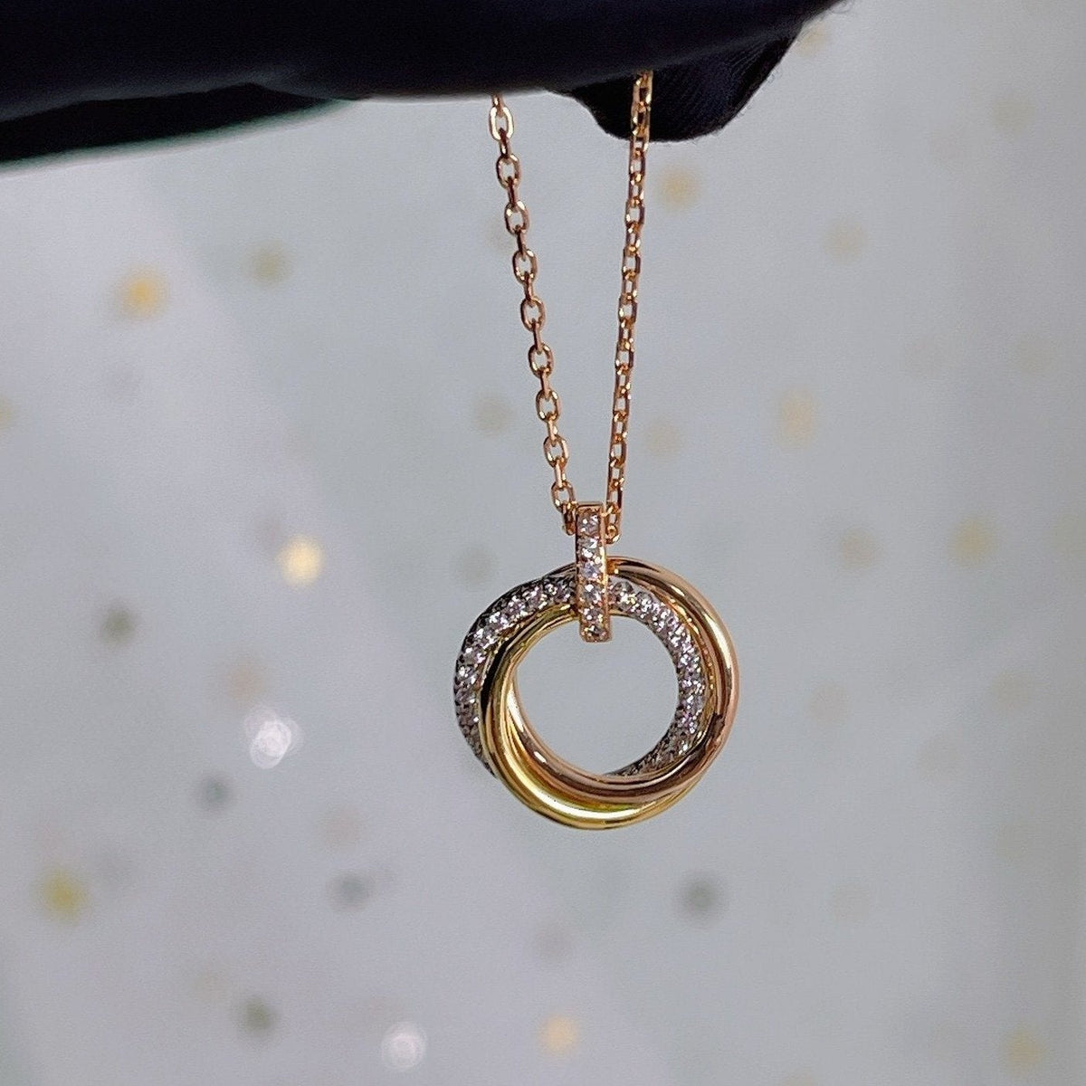 [Royal Jewellery]TRINITY NECKLACE SILVER GOLD PINK GOLD DIAMONDS