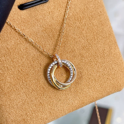 [Royal Jewellery]TRINITY NECKLACE SILVER GOLD PINK GOLD DIAMONDS