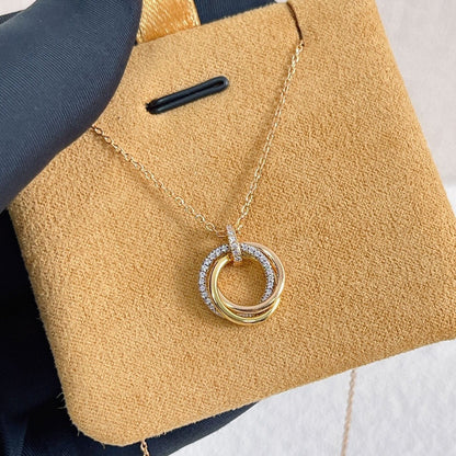 [Royal Jewellery]TRINITY NECKLACE SILVER GOLD PINK GOLD DIAMONDS
