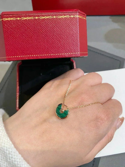 [Royal Jewellery]AMULETTE ROSE GOLD MALACHITE NECKLACE