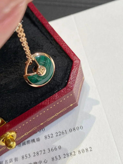 [Royal Jewellery]AMULETTE ROSE GOLD MALACHITE NECKLACE
