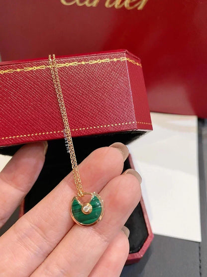 [Royal Jewellery]AMULETTE ROSE GOLD MALACHITE NECKLACE