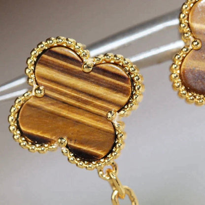 [Royal Jewellery]CLOVER  2 MOTIF  TIGER EYE CARNELIAN EARRINGS