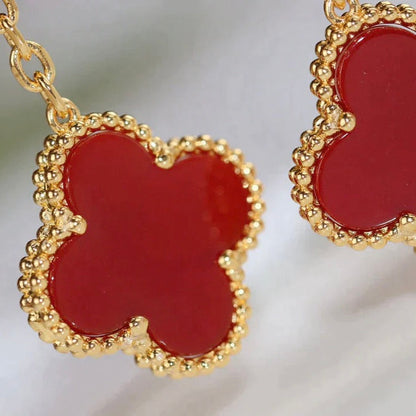 [Royal Jewellery]CLOVER  2 MOTIF  TIGER EYE CARNELIAN EARRINGS