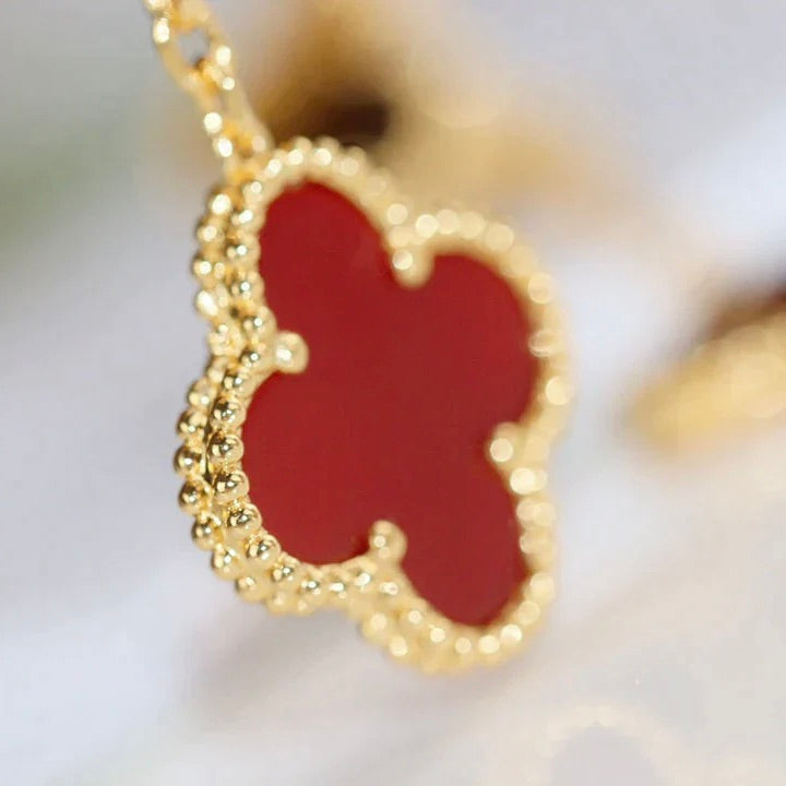 [Royal Jewellery]CLOVER  2 MOTIF  TIGER EYE CARNELIAN EARRINGS