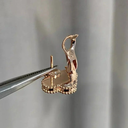 [Royal Jewellery]CLOVER MEDIUM 1 MOTIFS  PINK MOP DIAMOND EARRINGS